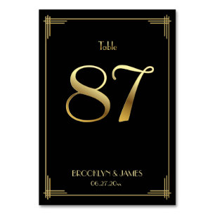 Great Gatsby Art Deco Tischnummer 87 Gold Schwarz