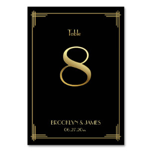 Great Gatsby Art Deco Tischnummer 8 Gold Schwarz