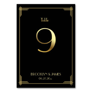 Great Gatsby Art Deco Tischnummer 9 Gold Schwarz