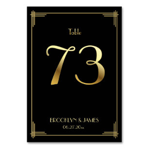 Great Gatsby Art Deco Tischzahl 73 Gold Schwarz Tischnummer