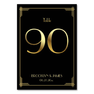 Great Gatsby Art Deco Tischzahl 90 Gold Schwarz Tischnummer
