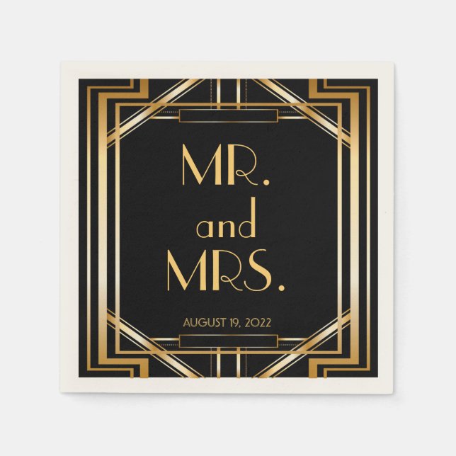 Great Gatsby Art Deco Wedding Personalisiert Napki Serviette (Vorderseite)