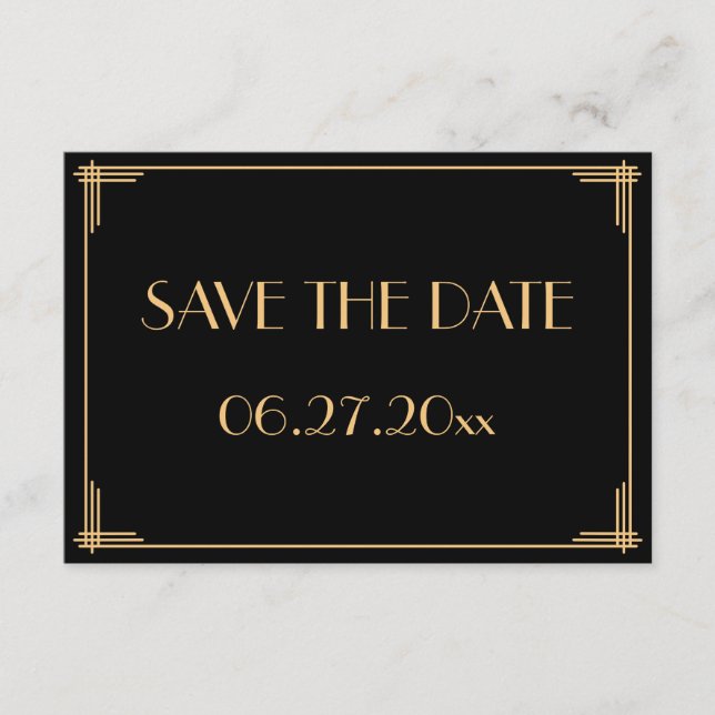 Great Gatsby Art Deco Wedding Save the Date Card (Vorderseite)
