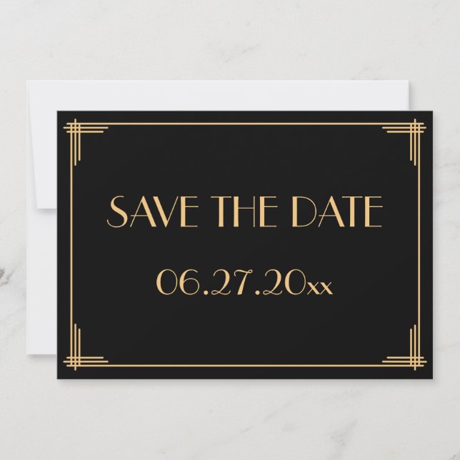 Great Gatsby Art Deco Wedding Save the Date Card Einladung (Vorderseite)