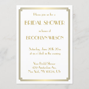 Great Gatsby Art Deco Weißes Brautparty lädt ein Einladung
