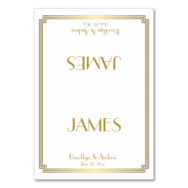 Great Gatsby Art Déco White Mariage Cartes de Plac (Par défaut)
