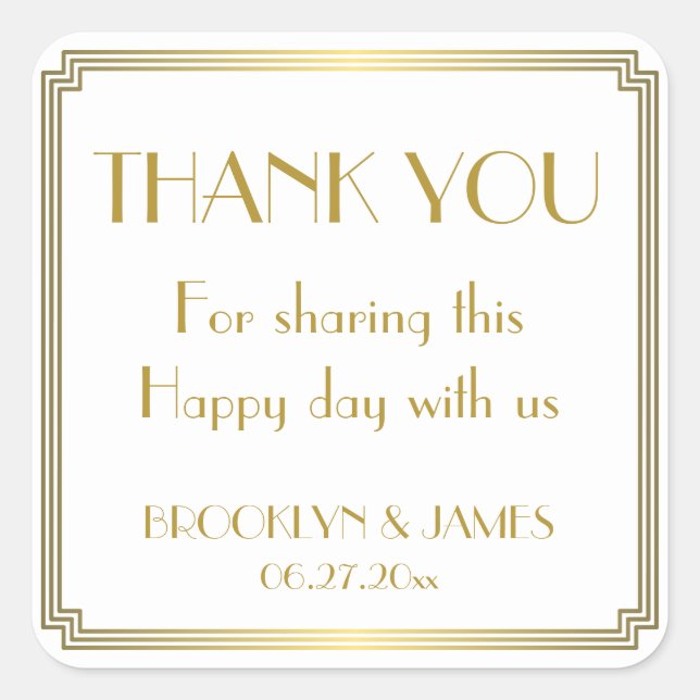 Great Gatsby Art Deco White Wedding Stickers (Vorderseite)