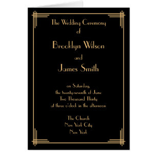 Great Gatsby Black Art Déco Programmes de mariage