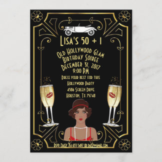 Great Gatsby Black Flapper Girl Hollywood Einladun Einladung
