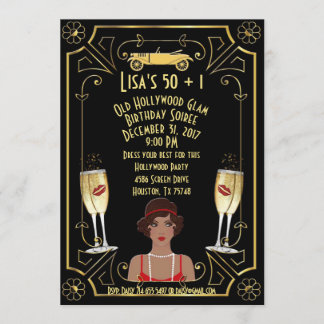 Great Gatsby Black Flapper Girl Hollywood Einladun Einladung