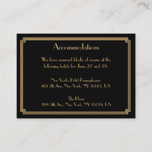 Great Gatsby Black Wedding Unterkunft Cards Begleitkarte