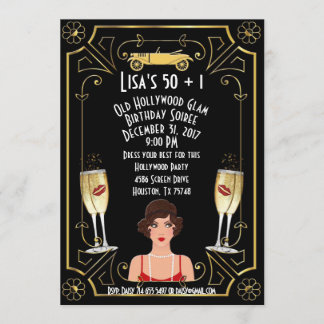 Great Gatsby Flapper Girl Golden Hollywood Einladu Einladung