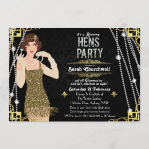 Great Gatsby Flapper Girl Hens Party Einladung