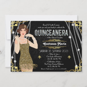 Great Gatsby Flapper Mädchen Quinceanera  Einladung
