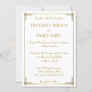 Great Gatsby Gold Art Deco Hochzeit Einladungen