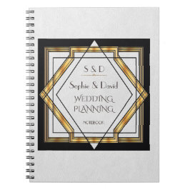 Great Gatsby Gold White Art Deco Hochzeitsplaner Notizblock