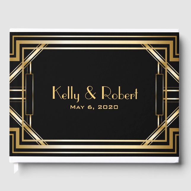 Great Gatsby Inspiré Art Déco Mariage livre d'hôte (Recto)