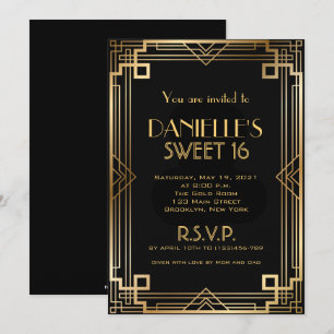 Great Gatsby Inspiriert Art Deco Sweet 16 Einladun Einladung
