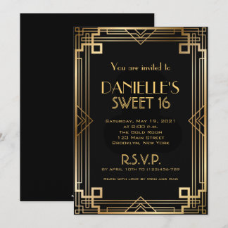 Great Gatsby Inspiriert Art Deco Sweet 16 Einladun Einladung