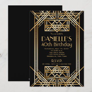 Great Gatsby Inspirred Art Deco Birthday Einladung