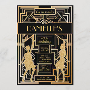 Great Gatsby Inspirred Art Deco Birthday Einladung