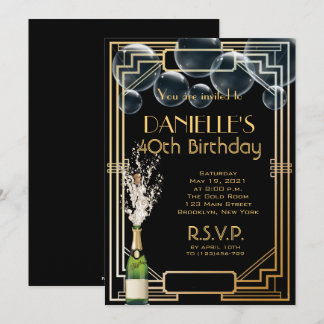 Great Gatsby Inspirred Art Deco Birthday Einladung