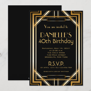 Great Gatsby Inspirred Art Deco Birthday Einladung