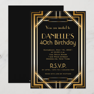 Great Gatsby Inspirred Art Deco Birthday Einladung