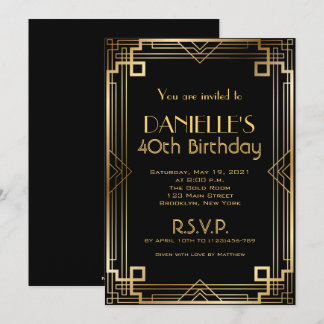 Great Gatsby Inspirred Art Deco Birthday Einladung