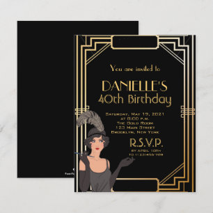 Great Gatsby Inspirred Art Deco Birthday Einladung