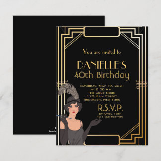 Great Gatsby Inspirred Art Deco Birthday Einladung