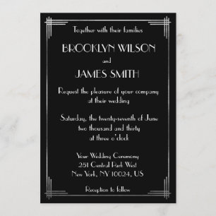 Great Gatsby Silver Foil Art Deco Hochzeitsfeiern Einladung