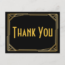 Great Gatsby Vielen Dank Black Gold Art Deco Hochz Postkarte