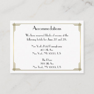 Great Gatsby Weiße Hochzeitsunterbringungskarten Begleitkarte