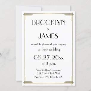 Great Gatsby White Art Deco Einladungen für Hochze