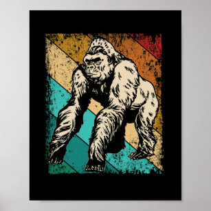 Great Gorilla Retro Silhouette Great Apes Poster