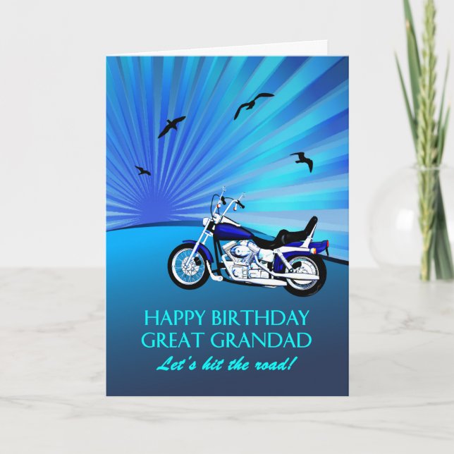 Great Grandad Birthday Motorrad Sunset Card Karte (Vorderseite)