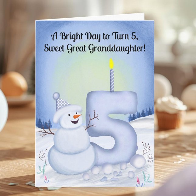 Great Granddaughter 5th Birthday Snowman Snowy  Karte (Von Creator hochgeladen)