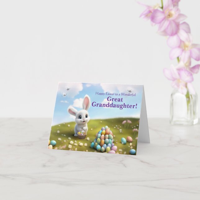 Great Granddaughter Easter with Cute Bunny  Karte (Orchidee)