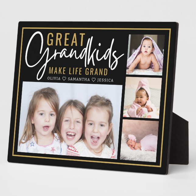 Great Grandkids Make Life Grand 4 Photo Black    Fotoplatte (Seite)