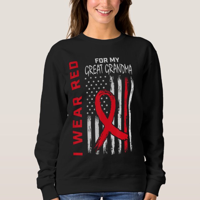 Great Grandma Heart Disease Awareness Flag Matchin Sweatshirt (Vorderseite)