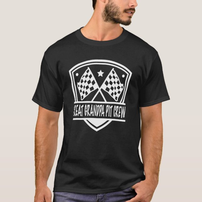 Great Grandpa Pit Crew Race Track Flag Car Racing T-Shirt (Vorderseite)