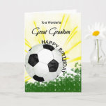 Great Grandson Birthday Soccer Card Karte<br><div class="desc">Geben Sie Ihrem Fußball liebenden Urenkel eine Fußballkarte mit einem explosiven Fußball-Thema! Ein Fußball mit den Worten "Für einen wunderbaren Urenkel".</div>
