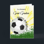 Great Grandson Birthday Soccer Card Karte<br><div class="desc">Geben Sie Ihrem Fußball liebenden Urenkel eine Fußballkarte mit einem explosiven Fußball-Thema! Ein Fußball mit den Worten "Für einen wunderbaren Urenkel".</div>