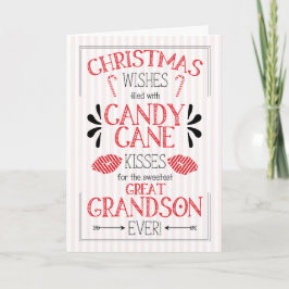 Great Grandson Candy Cane Kisses Weihnachtswünsche Feiertagskarte