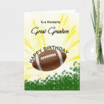 Great Grandson Football Geburtstagskarte Karte<br><div class="desc">Geben Sie Ihrem Fußball liebenden Urenkel eine Fußballkarte mit einem explosiven Fußballthema! Ein Fußball mit den Worten "Für einen wunderbaren Urenkel".</div>