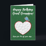 Great Grandson Golf Sports Heart Geburtstag Karte<br><div class="desc">Schicken Sie Ihrem Ur-Enkel ein Loch in einem Geburtstag,  das mit dieser Geburtstagskarte inspiriert wird,  mit einem Golfball,  der auf der Vorderseite ein strukturiertes Herz bildet.</div>
