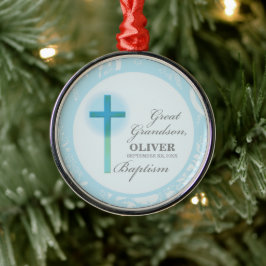 Great Grandson Taufe Blue Lace Personalisiert Ornament Aus Metall