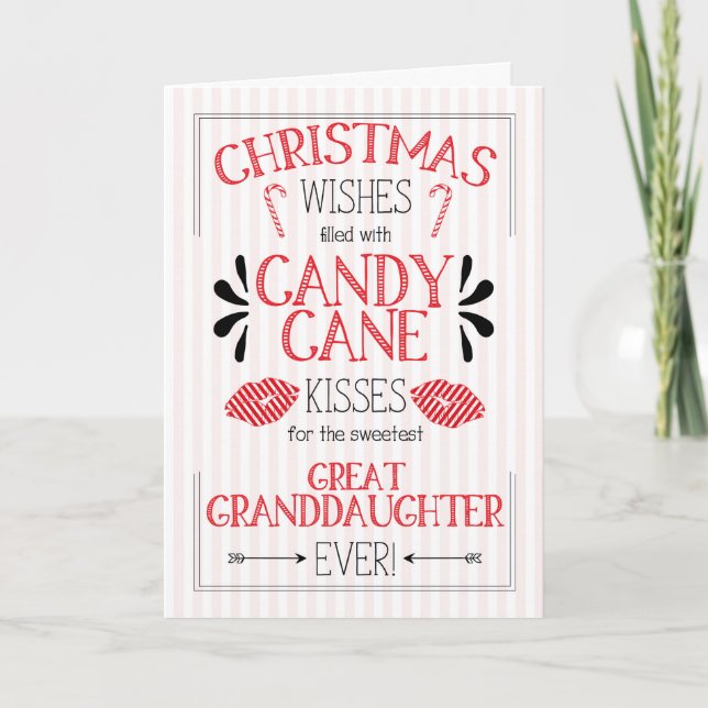 Great Grandtochter Candy Cane Kisses Weihnachten (Vorderseite)