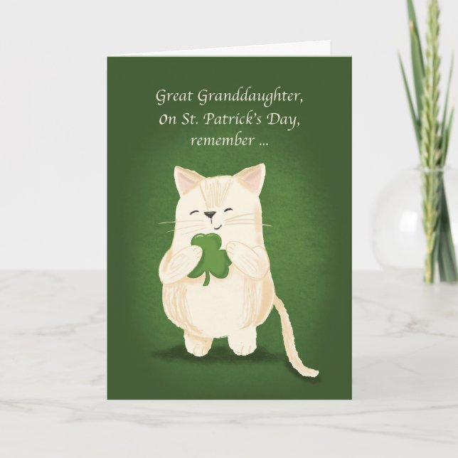 Great Grandtochter St Patricks Day Niedlich Kitten Karte (Vorderseite)